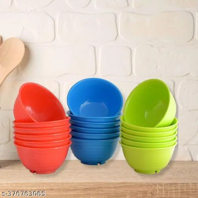 Plastic Bowls, Multicolor, 300 ml, Pack of 18
