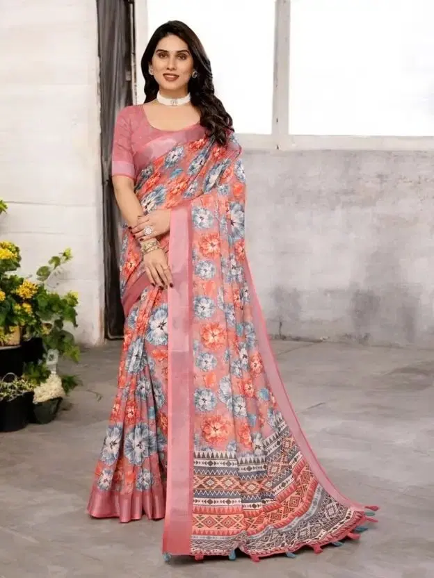 Silk Woven Design Saree for Women, Orange (6.3 m)