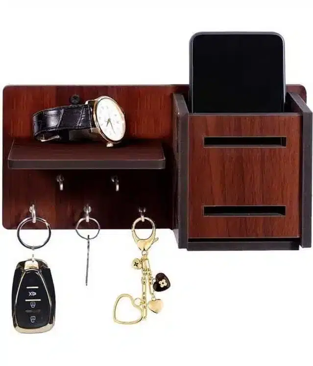Vivek Homesaaz Single Box Handicraft Wooden Key Holder, Brown