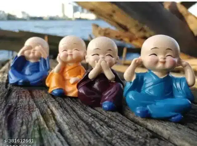 Resin Baby Monks Showpieces, Multicolor, Set of 4