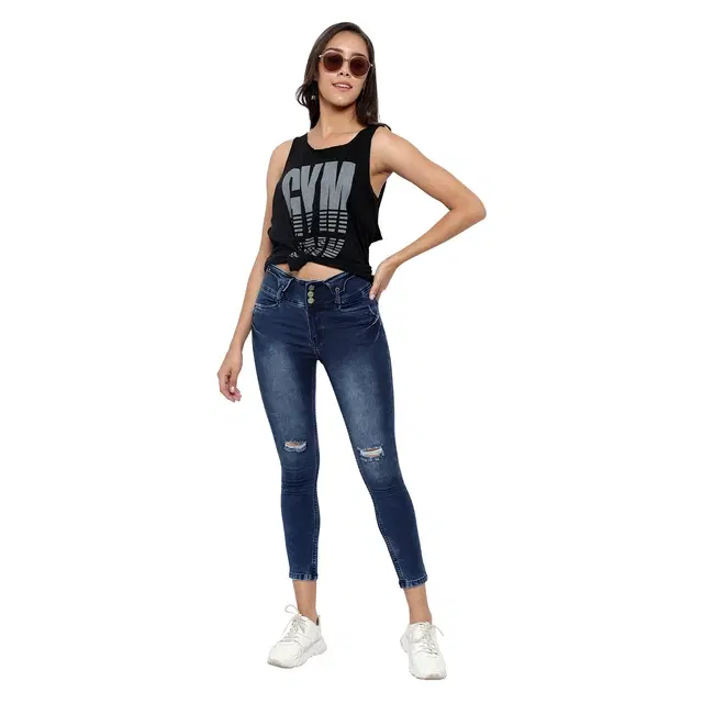 Denim Straight Fit Jeans For Women, Blue (28)