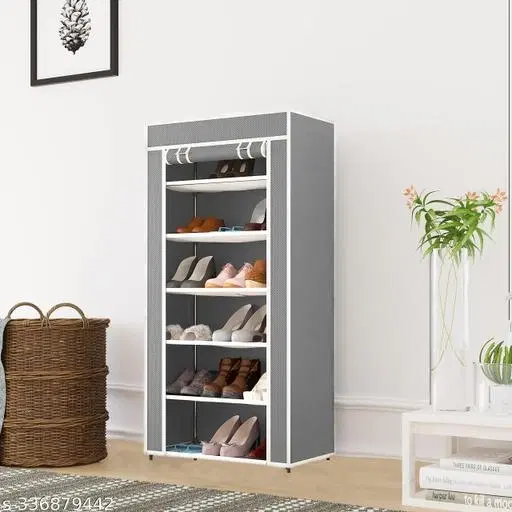 PVC 6 Layer Collapsible Multipurpose Rack, Grey