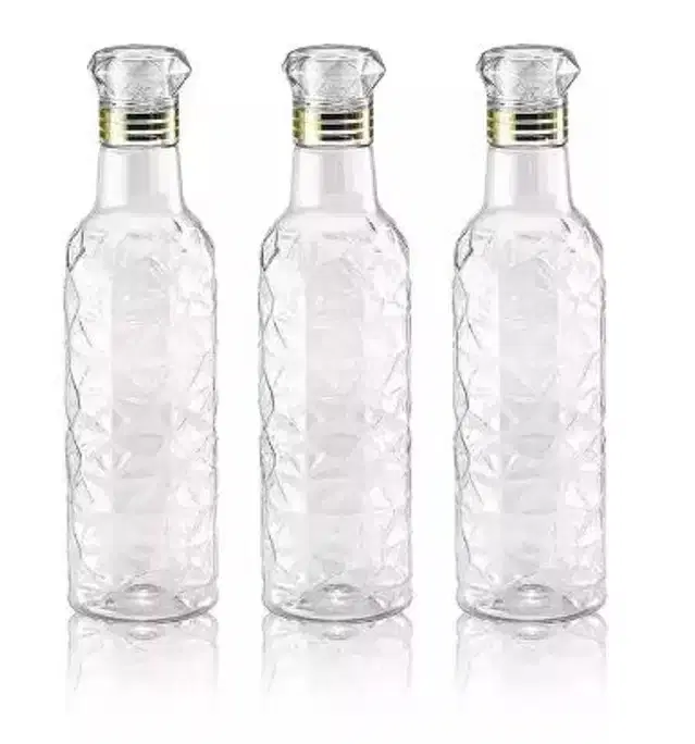 Plastic Water Bottle Set, Pack of 3, 1000 ml, White