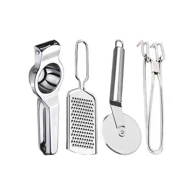 Oc9 Stainless Steel Lemon Squeezer & Cheese Grater & Pizza Cutter & Pakkad Kitchen Tool Set, O-60