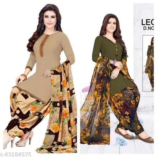 Unstitched Suits for Women, Pack of 2 (Beige, Un Stitched)