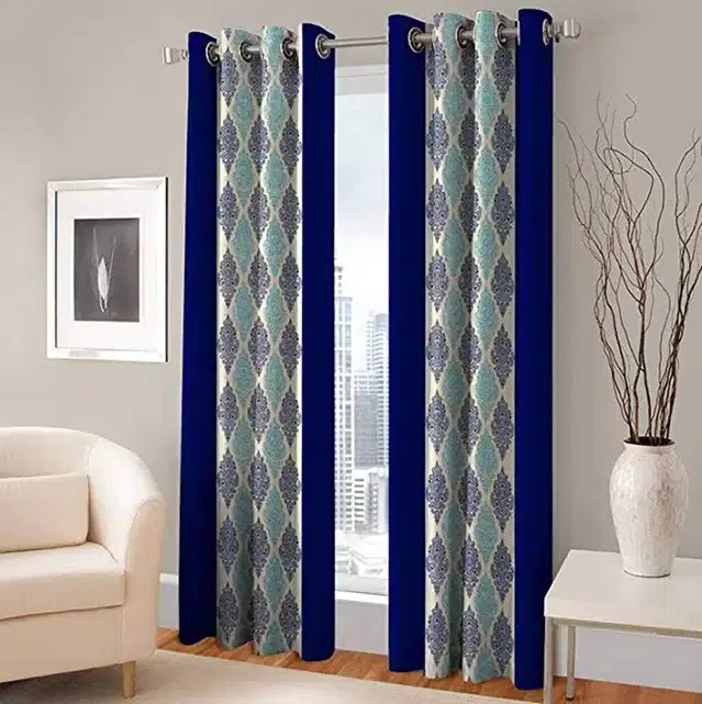 Door Curtains, Pack of 2, Dark Blue, 7 feet