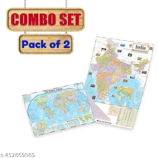 India Map & World Map, Set of 2