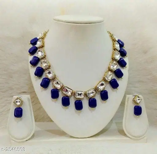 Beaded Alloy Jewellery Set for Women & Girls, Blue