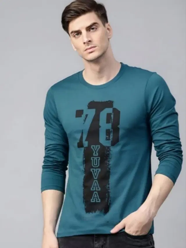 Cotton Blend Printed T-shirt for Men, Green (XL)