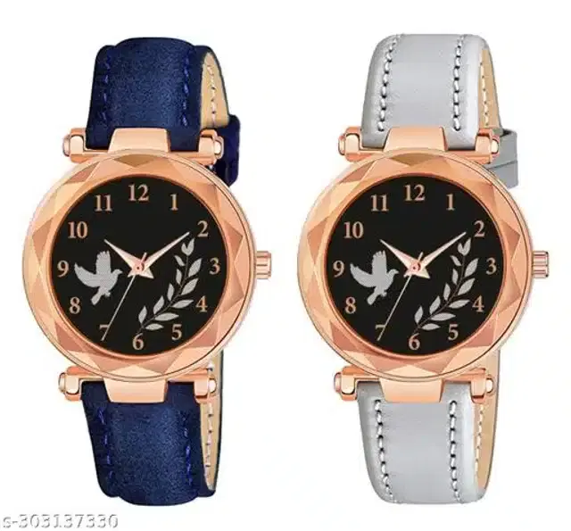 Analog Watch for Women, Pack of 2 (Multicolor)