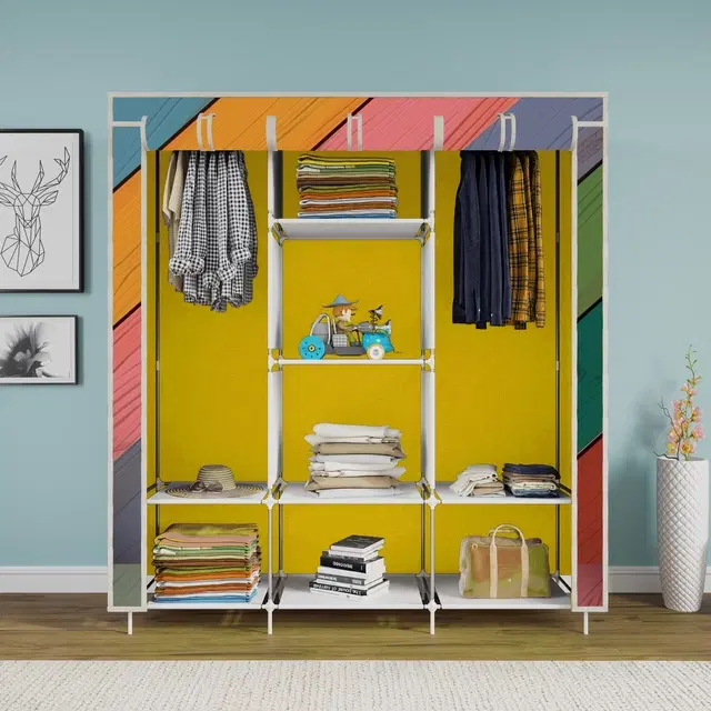 Plastic Printed Collapsible Wardrobe, Multicolor
