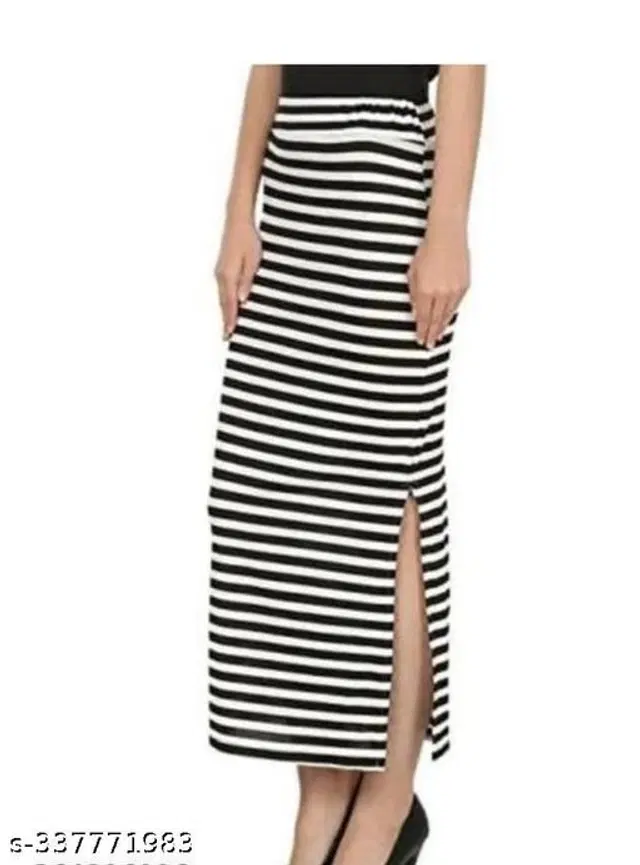Cotton Blend Skirts for Women (Black & White, 28)