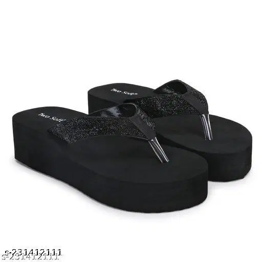 BoomBeauty EVA Flip-flops for Women (Black, 8)