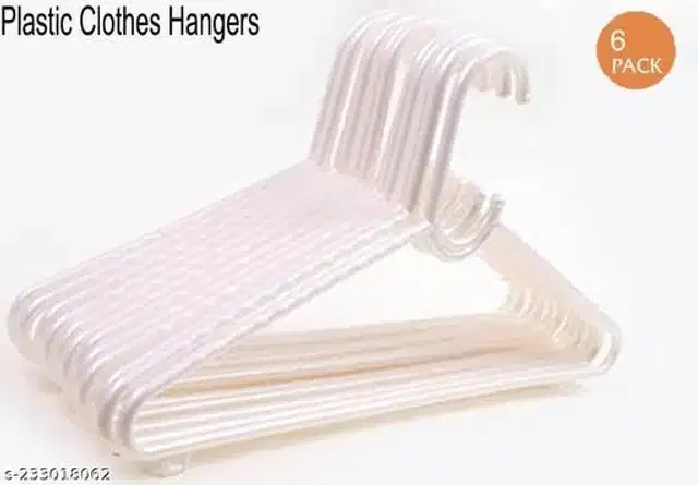 Plastic Cloth Hangers, White, Pack of 6