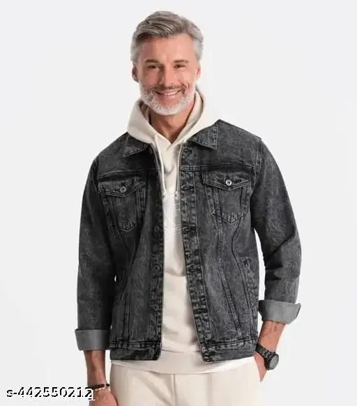 Denim Jacket for Men (Grey, L)