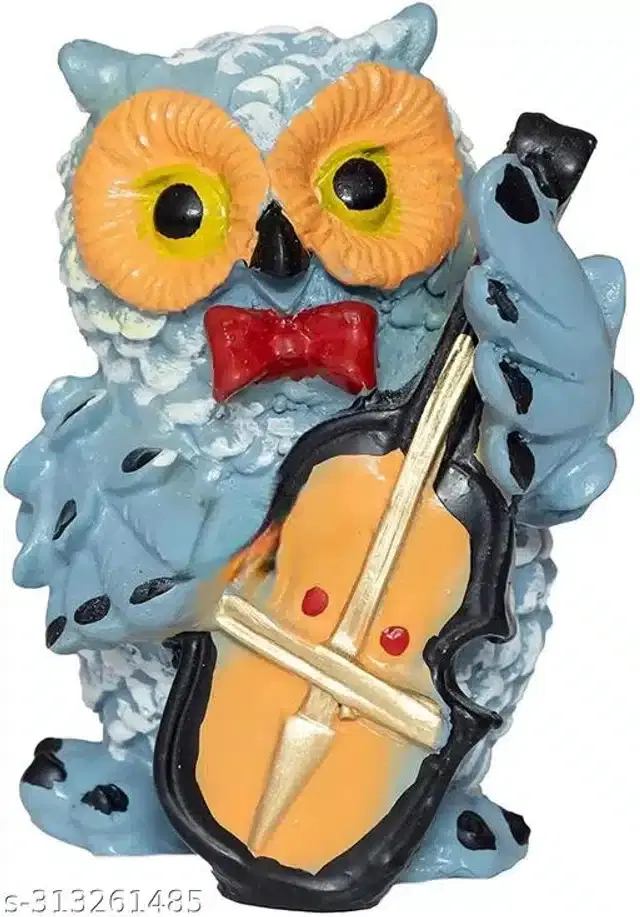 Resin Musical Guitar Owl Showpiece, Multicolor