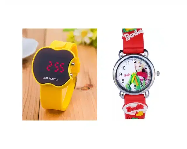 Combo of Analog & Digital Watches for Kids, Pack of 2 (Yellow & Red)