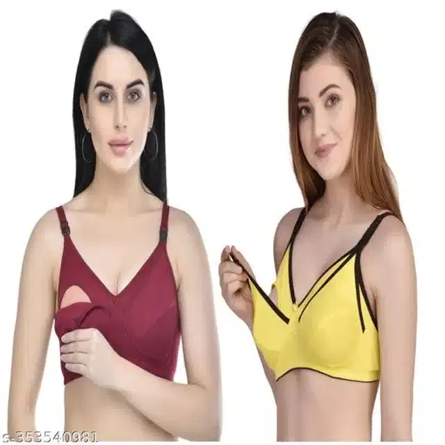 Polycotton Feeding Bra for Women, Pack of 2 (Assorted, 32C)