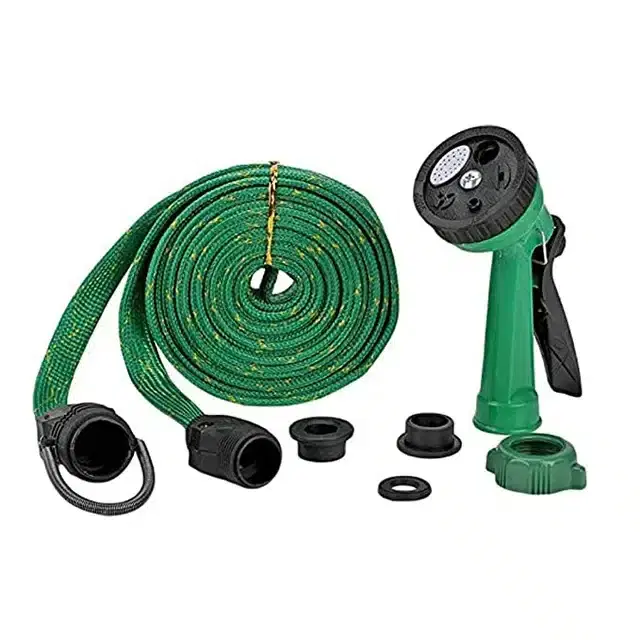 Plastic Water Spray Gun Hose Pipe for Garden, Multicolor, 10 m