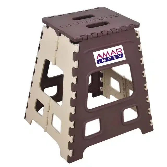 Folding Step Stool, Brown, 18 "