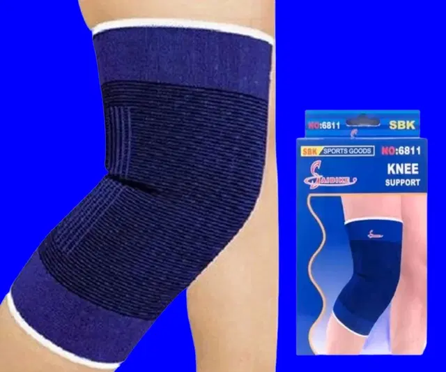 Polyester Solid Knee Sleeves for Women, Blue, Set of 1