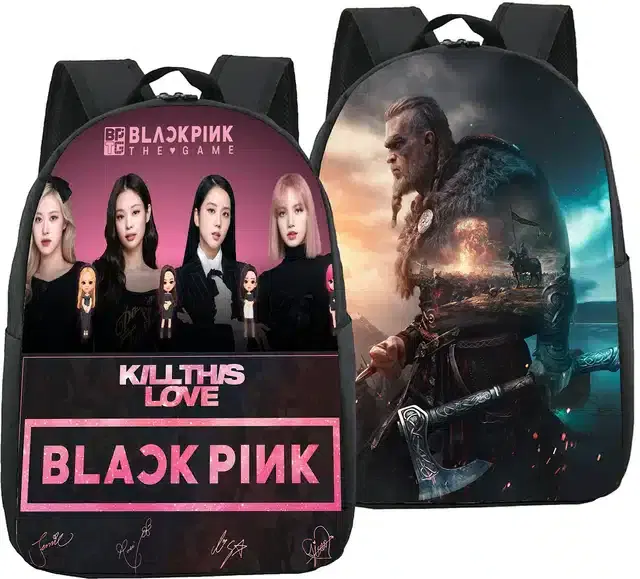 Canvas Backpacks for Women, Pack of 2 (Black)