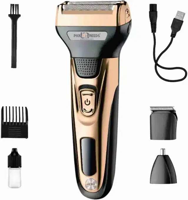 Plastic Rechargeable Trimmer for Men, Gold & Black