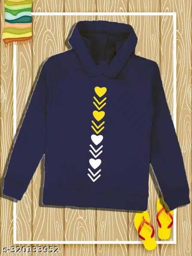 Cotton Full Sleeves Hoodie for Girls (Navy Blue, 8-9 Years)