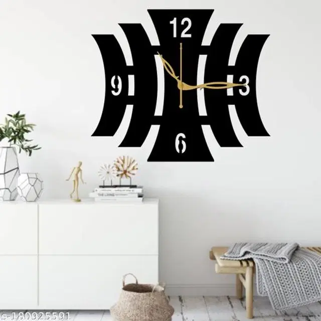 Wooden Wall Clock for Home, Black