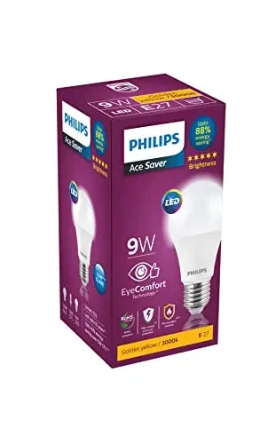 Philips 9-Watts E27 Led Warm White Led Bulb, Pack Of 1, (Ace Saver)