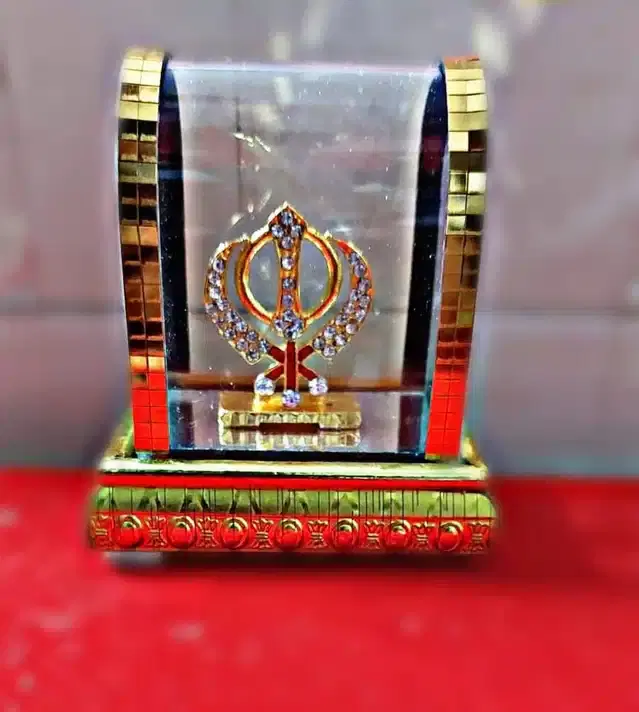 Sikh Religious Symbol Box Frame for Car Dashboard & Home Decor, Multicolor, 9x6 cm