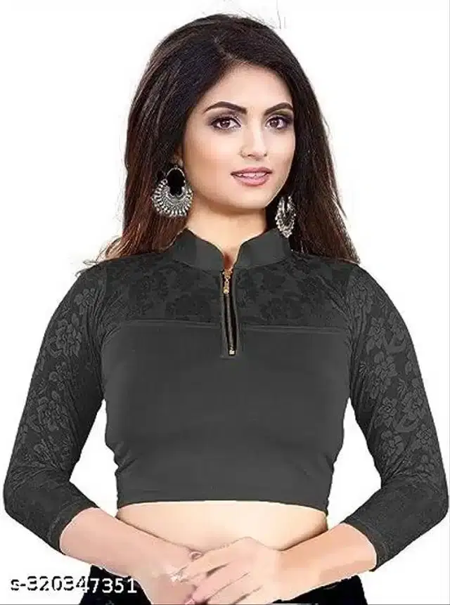 Three-Quarter Sleeves Blouse for Women (Black, 30)