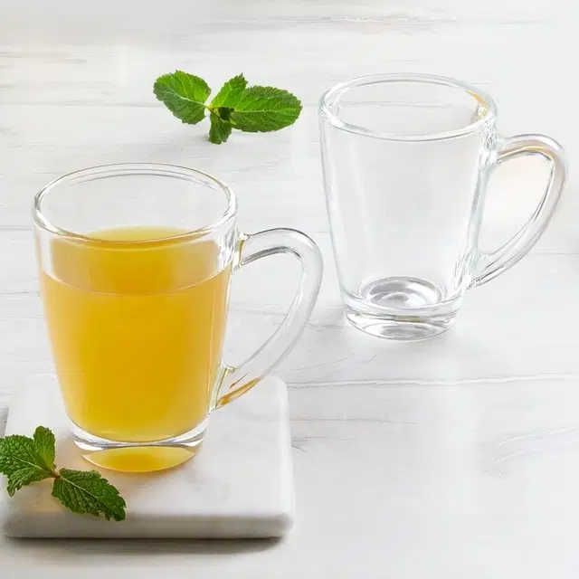Borosil 195 ml Serene Tea/Coffee 2 Pc Mug Set | Borosilicate Tuff Glass Made In India Cup Set For Chai, Green Tea, Coffee, Milk | Microwave Safe, Scratch Resistance, Lightweight | Transparent