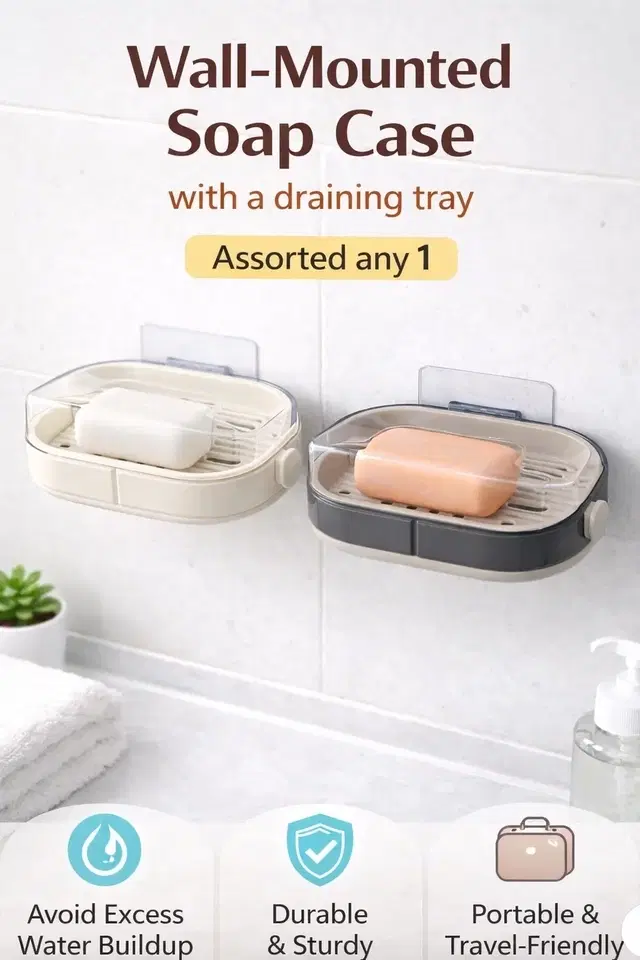 Wall-Mounted Soap Case with a draining tray Assorted any 1