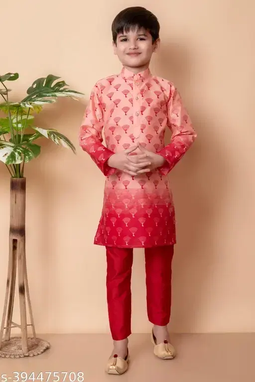 Boys Kurta Set, Peach (2-3 Years)