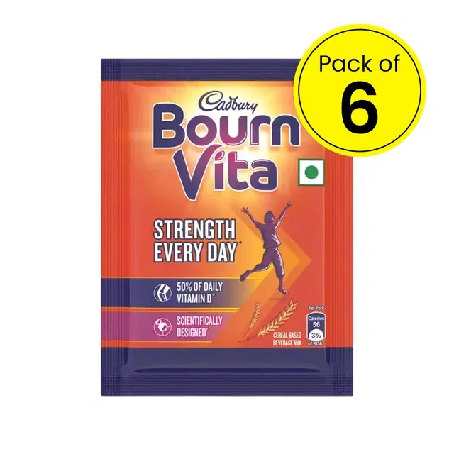 Cadbury Bournvita Shakti 6X13.4 g Fusion (Pack of 6)