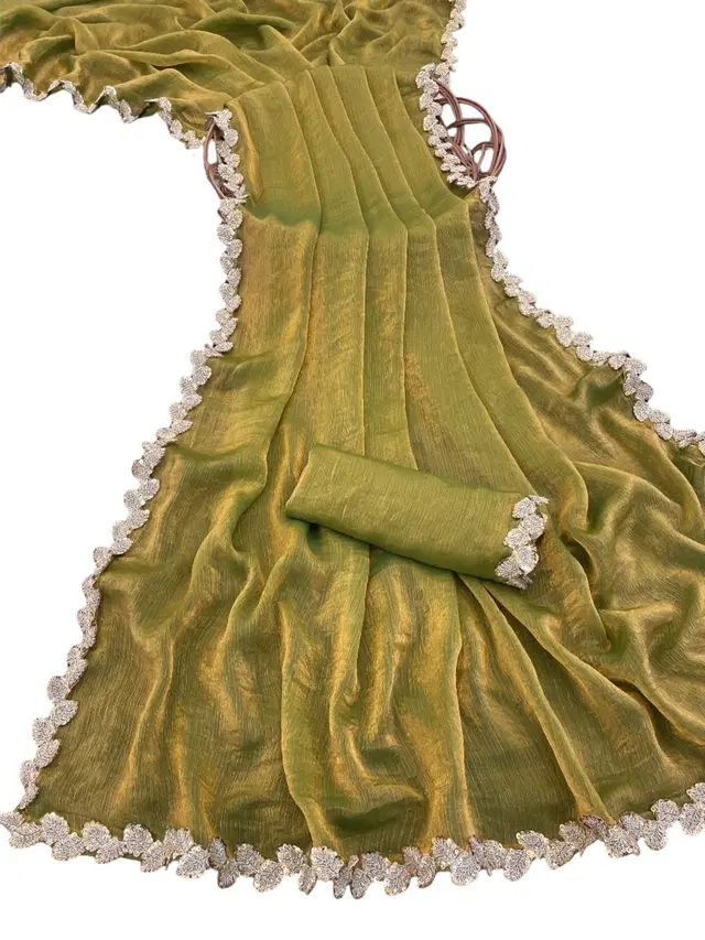 Satin Solid Saree for Women, Gold (6.3 m)