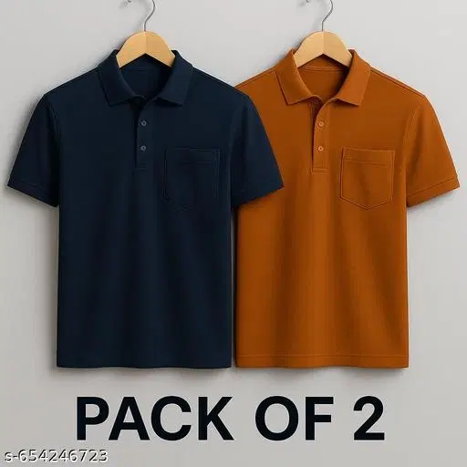 Cotton Blend Solid T-shirt for men, Black & Maroon (XL) Pack of 2