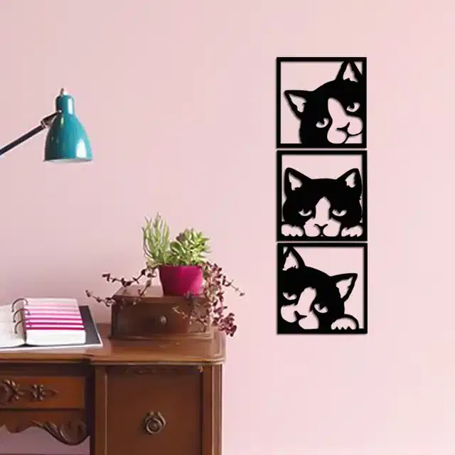 Wooden Self Adhesive Wall Sticker, Black