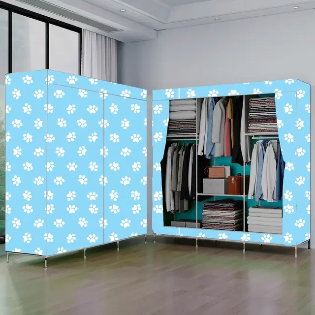 Plastic Printed Collapsible Wardrobe, Multicolor
