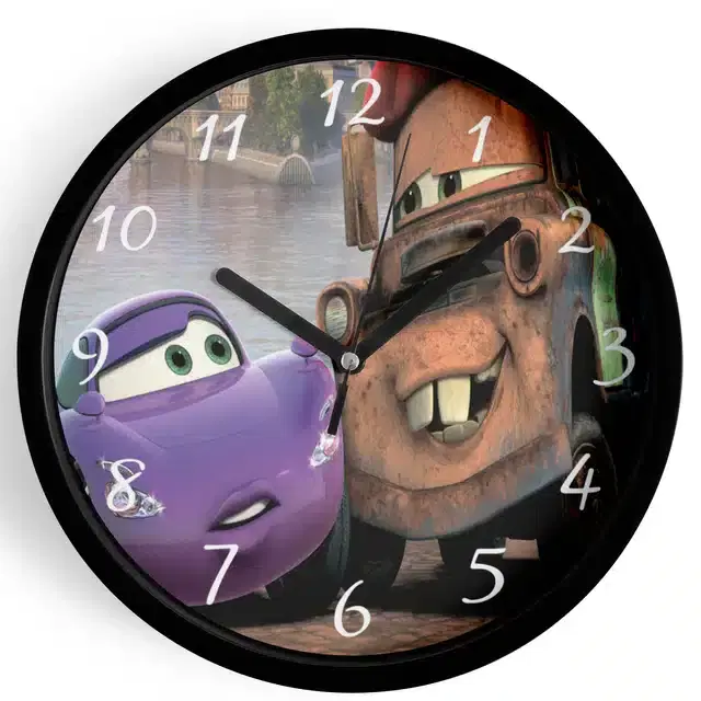 Analog Cars Wall Clock for Home, Black, 7 Inches
