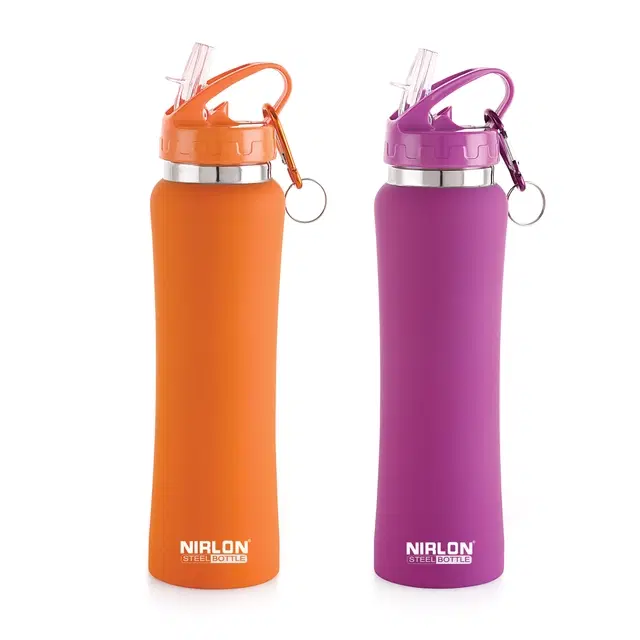 Nirlon Stainless Steel Sipper Water Bottle, Multicolor, 750 ml, Pack of 2