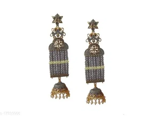Princess Unique Earrings for Women (Grey, Free Size)