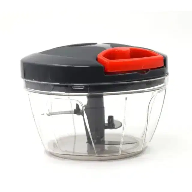 Plastic Vegetable and Fruit Chopper with 3 Stainless Steel Blade and Whisker Blade, Black, 450 ml