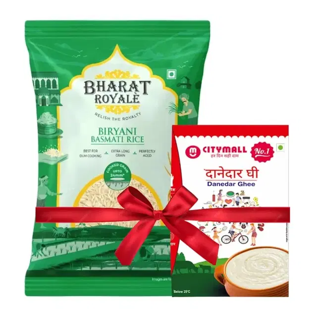 Bharat Royale Biryani Basmati Rice 900 g + Citymall No.1 Danedar Ghee 500 ml