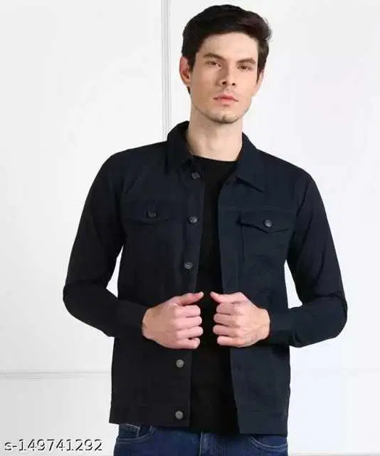 Heaven Fashion Fashionable Men Denim Jackets (Black, L) (HS-106)