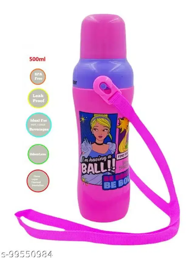 Plastic Water Bottle, Pink, 500 ml