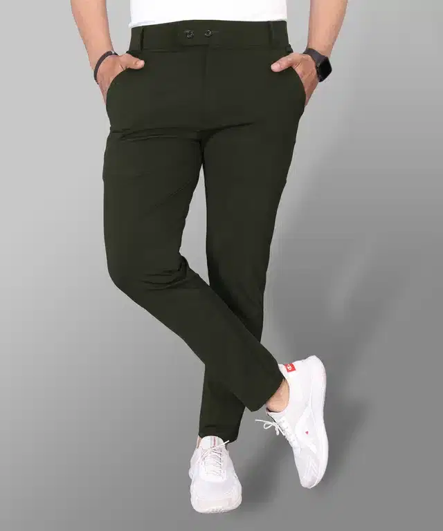Lycra Blend Trouser for Men (Bottle Green, 28)