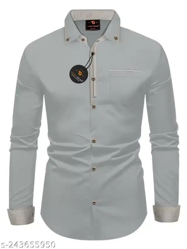 Full Sleeves Shirt for Men (Grey, L)