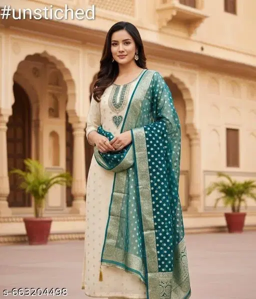 Semi-Stitched Suits (Multicolor, 6.05 meter (M)) (Multicolor, 6.25 meter for Women (L)
